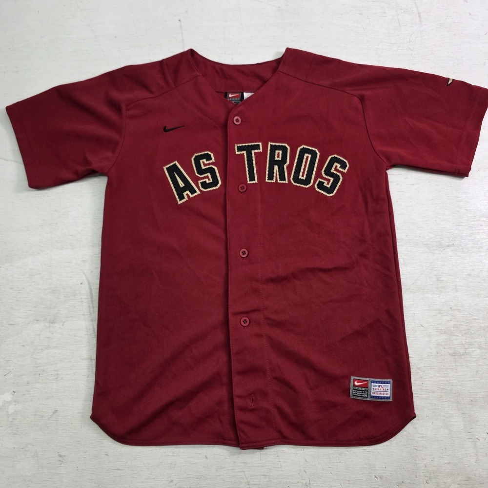 Nike Team MLB Houston Astros Red Baseball Jersey Stitched Youth Boys Sz M 12/14